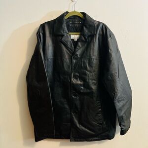 Vintage M. Julian Wilsons Leather Car Coat Jacket L Button-Front